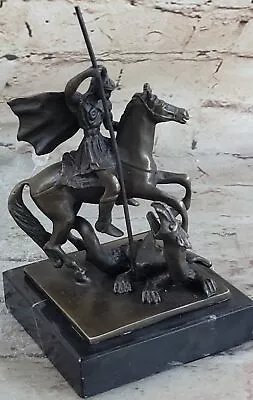 Saint George Dragon Slayer Military Saint Roman  Soldier Bronze Marble Statue • $139.65