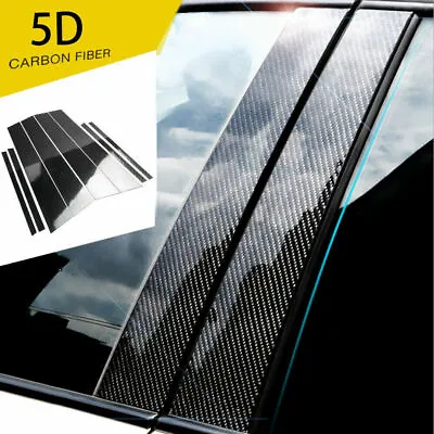 Carbon Fiber Pillar Posts For 2005-12 BMW 3-Series E90 6pc Door Trim Decal Cover • $10.99