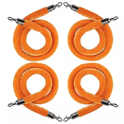 RealPlus 4pcs Orange Velvet Stanchion Ropes With Black Hooks10 Feet Stanchion Q • $49.73