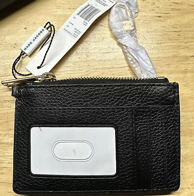 $60 • Buy NWT Marc Jacobs The Groove Top Zip Leather Coin Purse Black Pebbled Leather GIFT