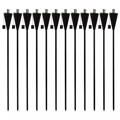 12x Metal Garden Torches Tiki Paraffin Oil Fire Lantern Cone Black • £89