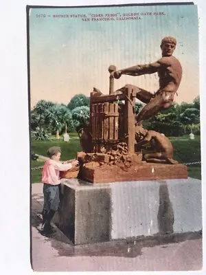 Vintage Postcard-Bronze Statue  Cider Press  Golden Gate Park 1909 • $6.99