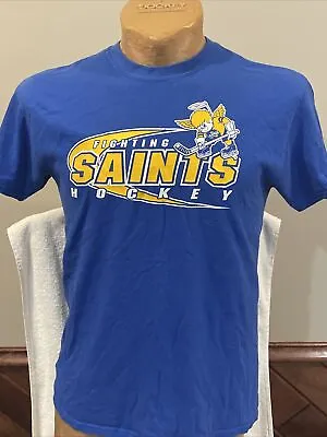 VINTAGE Minnesota Fighting Saints Hockey Adult Md Blue T-Shirt COOL-LOOK! • $9.99