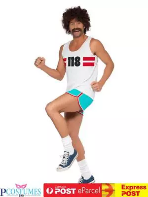 118 Marathon Runner Mens 80s Fancy Dress Fun TV Adults Costume Outfit • $56.45