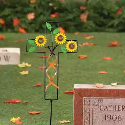 Beautiful Sunflower Memorial Cross Cemetery Metal Garden Stake • $19.99