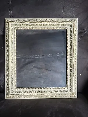 Beautiful Antique Ornate Rectangular Gold & White Wash Wood Gesso Picture Frame • $75