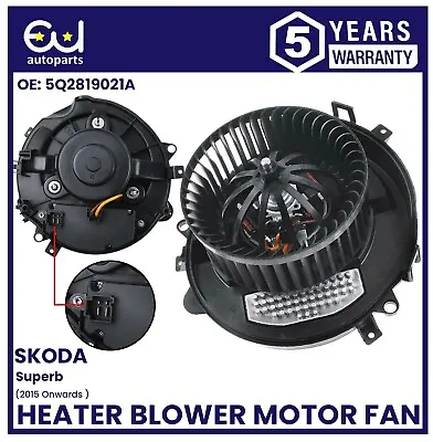 Heater Blower Motor Fan With Resistor For Skoda Superb Mk3 2015+ On 5q0907521e • £74.99