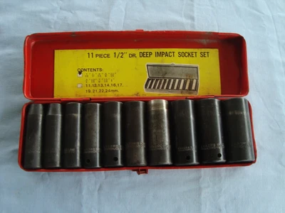 $42 • Buy Vintage 11 Piece SAE Imperial Deep Impact Socket Set.