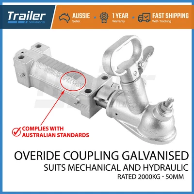 $87.95 • Buy 2T 50mm Trailer Coupling Hitch Override Galvanized  Hydraulic Mechanical Brake