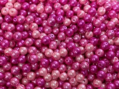 £1.99 • Buy 50 Pcs - 8mm MIXED GLASS PEARLS  ROUND BEADS MIXES  BEADING PEARL JEWELLERY