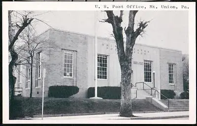 MOUNT UNION PA US Post Office Vintage B&W Postcard Early Old MT Town View PC • $16.50