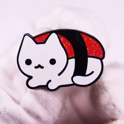 Funny White Cat Red Glitter Cute Mini Animal Metal Enamel Badge Brooch Pin • $3.99