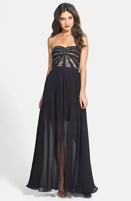 Aidan Mattox Strapless Lace & Chiffon Dress- Size 0- (F# 21) • $29