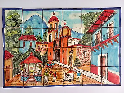 25  CERAMIC TILE MURAL Mexican Talavera Mosaic Hand Painted Backsplash • $149