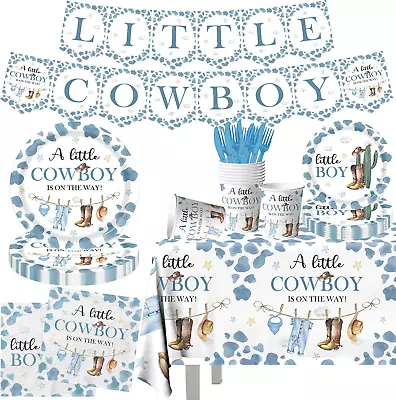 142Pcs Cowboy Baby Shower Decorations Including Little Cowboy Baby Shower Plates • £33.56