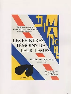 1989 VINTAGE  MATISSE PEINTURES TEMOINS  MOURLOT COLOR Offset Lithograph • $2