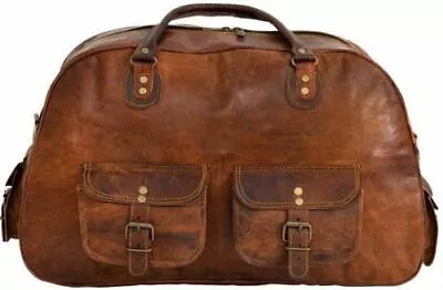 New Large Men's Leather Luggage Weekend Gym Overnight Vintage Duffle Travel Bag • $104.02