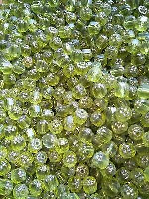 30x Czech Cathedral Octagon Cut Beads  Green Glass Fire Polished (jb1860) • $2.61