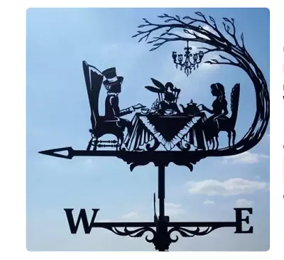 Alice Wonderland Tea Party Metal Weathervane Weather Vane Roof Mount Roof Garden • £24.99