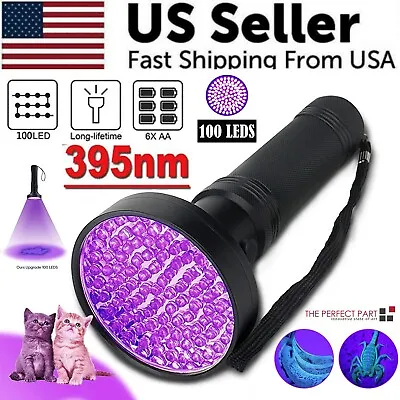 UV Ultraviolet Light 100 LED Flashlight BlackLight 395nM Inspection Lamp Torch • $13.89