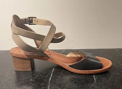 Via Spiga Sandal Block Heel Black And Beige Size 9.5 • $34