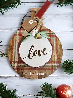 NEW Mud Pie Plaid Cheese Board With Spreader And Love Ornament Gift Holiday NWT • $16
