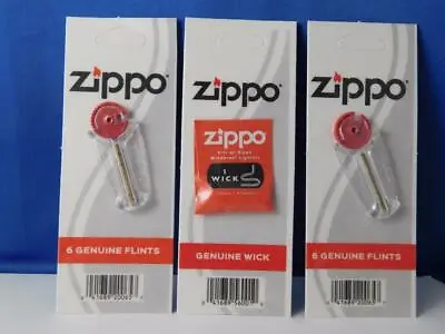 Zippo Lighter Lot Flints Wicks Genuine Repair Parts 2 Packages Flint 1 Wick • $5.78