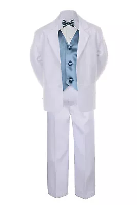 $45.99 • Buy 7pc Boys Baby Toddler Kid Formal Wedding White Tuxedo Suits Vest Set Bow Tie S-7