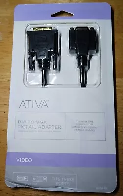 ATIVA DVI To VGA Pigtail Adapter - Item 529-446 - New In Box • $9.77