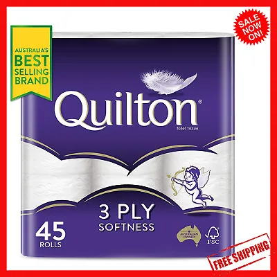 $32.75 • Buy Toilet Paper 45 Rolls Quilton 3 Ply White Soft Tissue Bulk Free Shipping