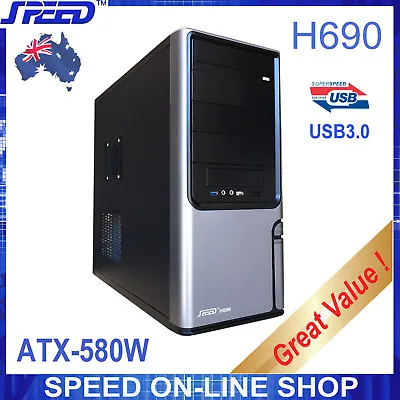 SPEED H690 USB3.0 PC Tower Case With Speed ATX-580W PSU For Office Or Home PCs • $119