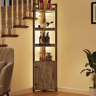 71  5-Tier Corner Shelf Corner Cabinet Bookshelf Stand Storage Rack With Door • $74.99