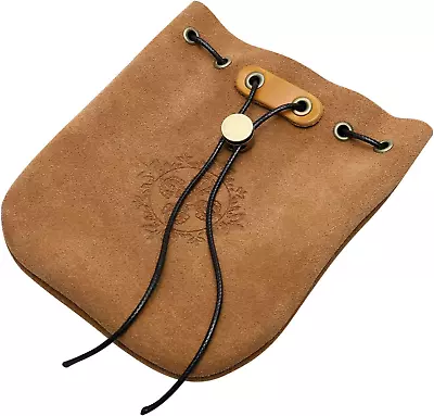 Medieval Leather Drawstring Belt Pouch Leather Jewelry Bag Storage Bag Pouch Wai • $22.99