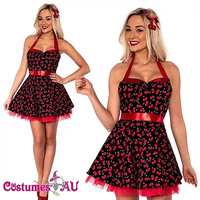 $36 • Buy Ladies 50s 1950s Cherry Pinup Costume Hop Diva Rock Polka Fancy Dress