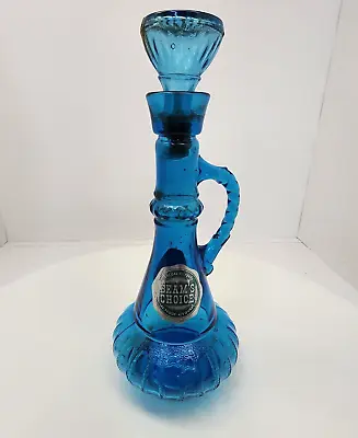 Vintage Blue Jim Beam Liquor Bottle Decanter With Handle Lidded Genie Bottle GRN • $51.26