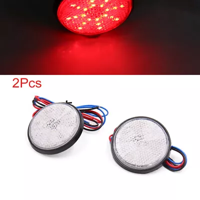 2Pcs Red LED Light Round Bolt-on Motorcycle Reflector Tail Brake Turn Signal • $14.56