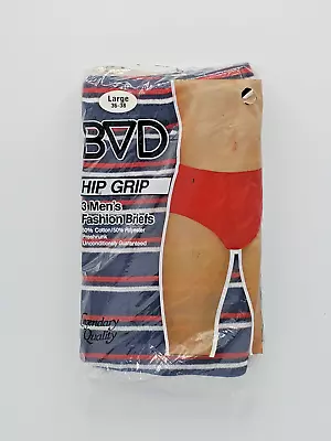 1996 B.V.D 3 Pack Hip Grip Mens Fashion Colors Briefs L Vintage Underwear USA • $124.99