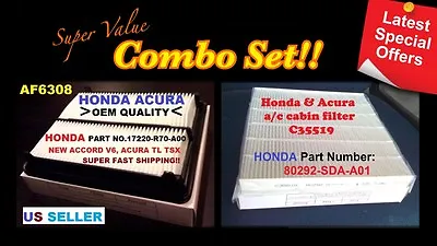 Engine & Cabin Air Filter For  HONDA ACCORD CROSSTOUR V6 & ACURA TL TSX CA10468 • $17.95
