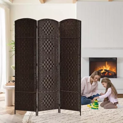 3 Panels Diamond Weave Fiber Room Dividers Folding Privacy Screen Partition Wall • $49.99