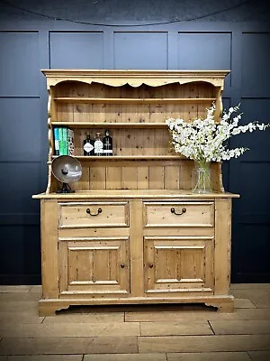 Antique Pine Dresser / Victorian Kitchen Pantry / Farmhouse Display Cabinet • £585