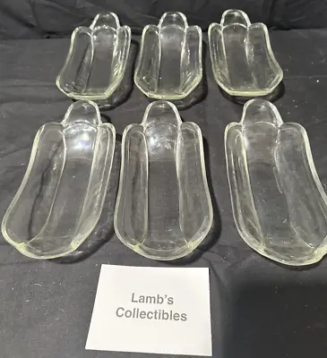 Vintage Banana Split Dishes - Boats Clear Heavy Glass Set Of Six Paris Arkansas • $44.19