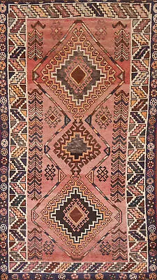 Vintage Pink Wool Tribal Hand-made Shiiraaz Runner Rug 3x7 Nomad Hallway Carpet • $629