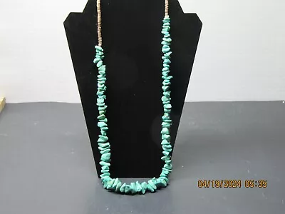 Vintage Turquoise Stone And Heishi Shell Necklace • $225