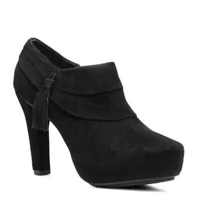 ME TOO- Black Suede Leather Upper Heeled Lasky  Booties Size 8.5 • $28