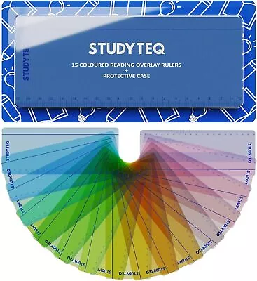 15 X Professional Dyslexia Coloured Reading Overlays And Rulers + Case • £19.99