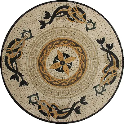 Mosaic Marble Gold Decorated Patterns Design Medallion Home Pool Design Floor • $322