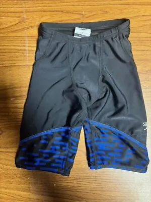 Speedo Men Boys Swimsuit Jammer Prolt Competition Swimwear Black Blue Size 22 • $22
