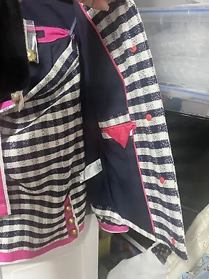 J Crew Skirt Suit - Matching Jacket And Pencil Skirt -Blk-pink -wht  Jkt10 Skt 8 • $175