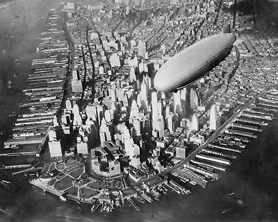 Us Navy Airship Uss Akron Flies Over Manhattan Circa 1932 - 8x10 Photo (ab-416) • $8.87