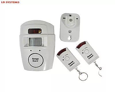 Wireless Pir Motion Sensor Alarm + 2 Remote Controls Shed Home Garage Caravan • £9.99